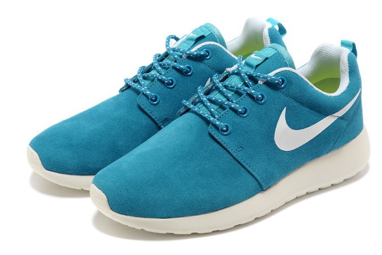 Nike Roshe Run Baby Blue White Swoosh Shoes - Click Image to Close