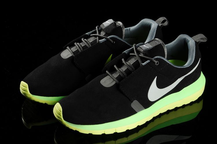 Nike Roshe Run NM 3M Midnight Black Fluorscent Green Shoes