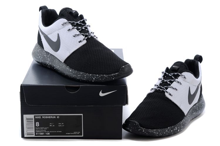 Nike Roshe Run Oreo Black Grey Shoes - Click Image to Close