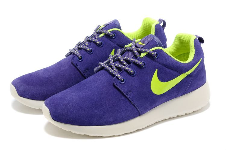 Nike Roshe Run Purple White Green Swoosh Shoes