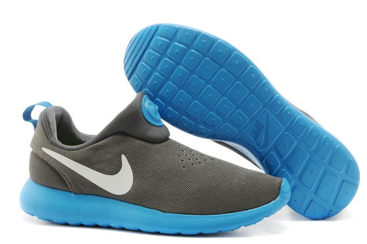 Nike Rosherun Slip On Grey Blue White Swoosh Shoes
