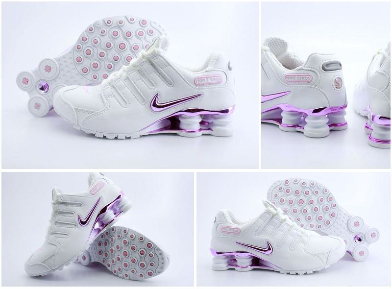 Women Nike Shox NZ White Pink Logo Shoes - Click Image to Close