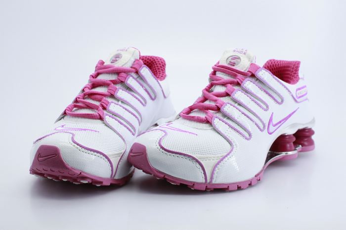 Women Nike Shox NZ White Pink Logo Shoes - Click Image to Close
