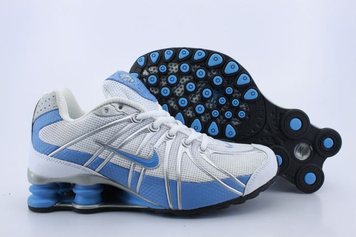 Women Nike Shox OZ White Light Blue Shoes - Click Image to Close