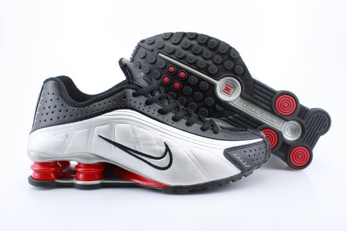 Nike Shox R4 Shoes Black White Red Air Cushion