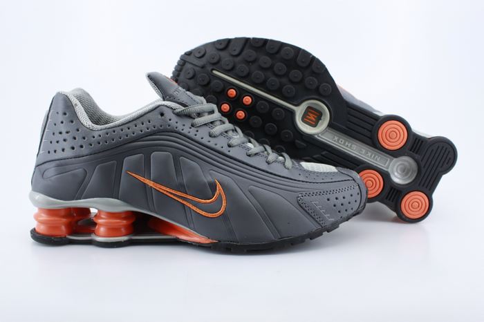 Nike Shox R4 Shoes Grey Orange Swoosh - Click Image to Close
