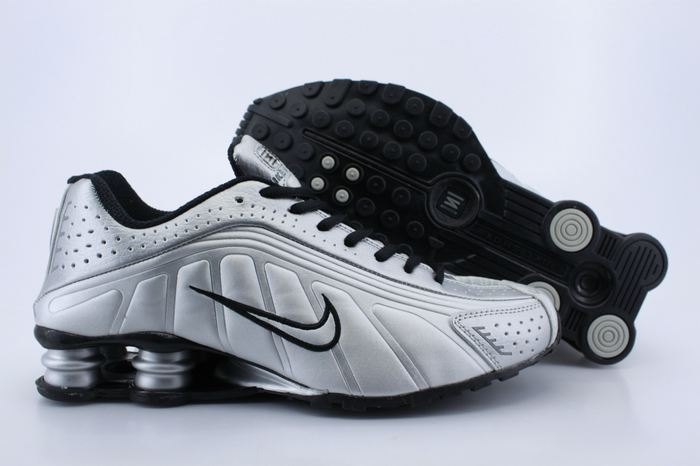 Nike Shox R4 Shoes White Black Silver Air Cushion - Click Image to Close