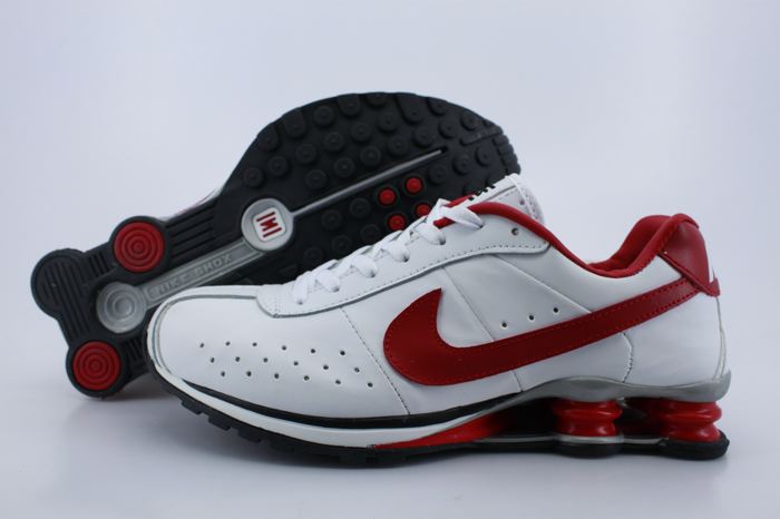 Nike Shox R4 Shoes White Red Big Swoosh - Click Image to Close