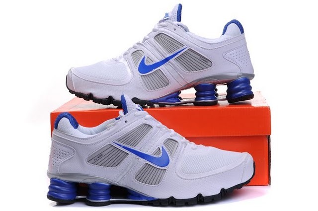 Nike Shox R6 White Blue Black Running Shoes - Click Image to Close