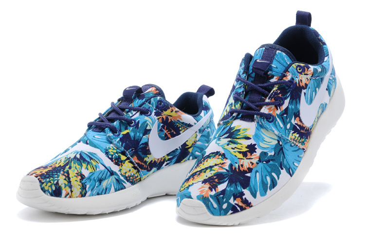 Nike WMNS Roshe Run Sea Blue White Shoes - Click Image to Close
