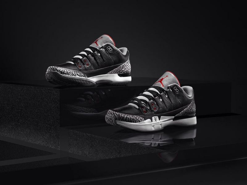 Nike Zoom Vapor AJ3 Black Cement Grey Red Federer Tennis Shoes