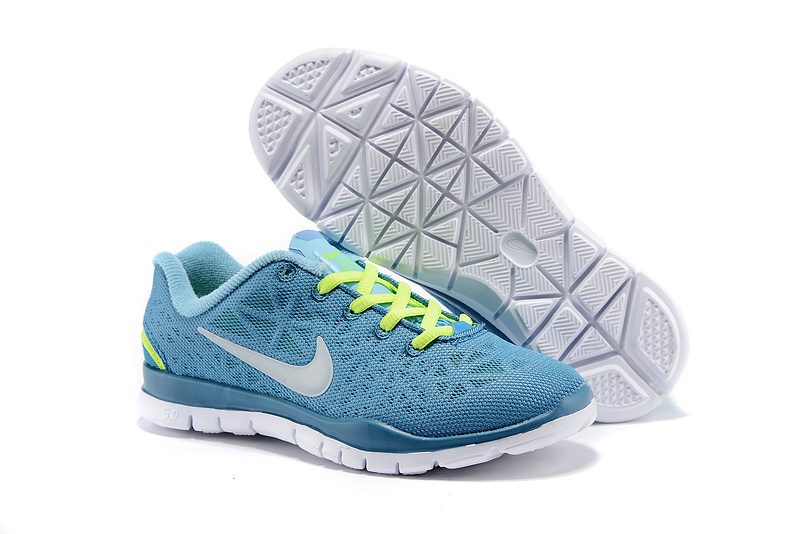 Women Nike Free Run 5.0 Baby Blue Fluorscent Green Shoes