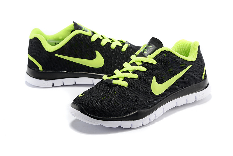 Women Nike Free Run 5.0 Black Fluorscent Green Shoes - Click Image to Close