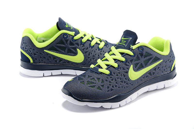 Women Nike Free Run 5.0 Blue Fluorscent Green Shoes - Click Image to Close