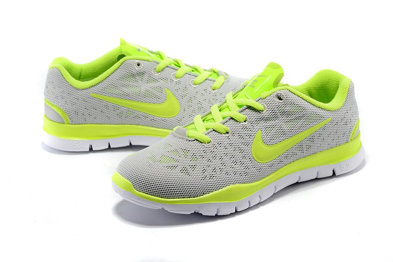 Women Nike Free Run 5.0 Grey Fluorscent Green Shoes