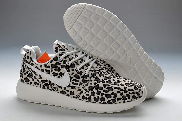 Summer Nike Roshe Run Cheetah Print White Running Shoes For Women
