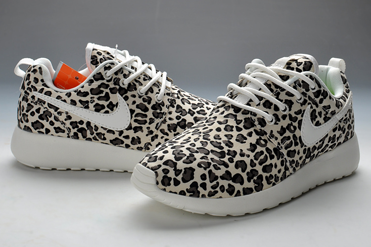 Summer Nike Roshe Run Cheetah Print White Running Shoes For Women