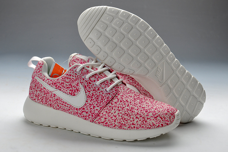 Summer Nike Roshe Run Pink White Print Running Shoes For Women - Click Image to Close