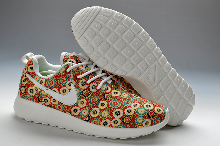 Summer Nike Roshe Run Red Print Running Shoes For Women - Click Image to Close