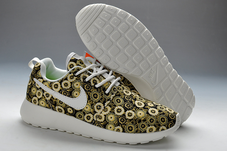 Summer Nike Roshe Run Yellow Print Running Shoes For Women - Click Image to Close
