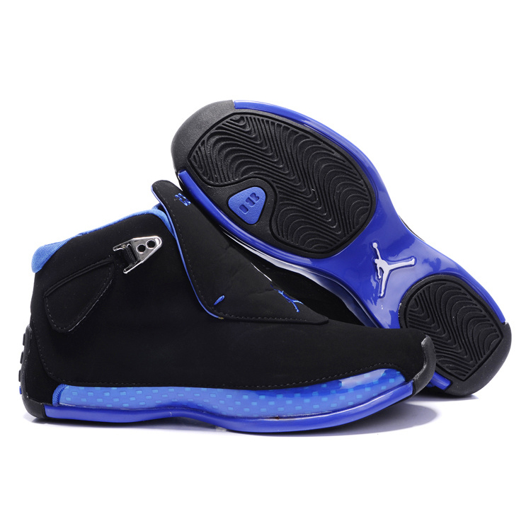 Women Air Jordan 18 Shroud High Black Blue - Click Image to Close