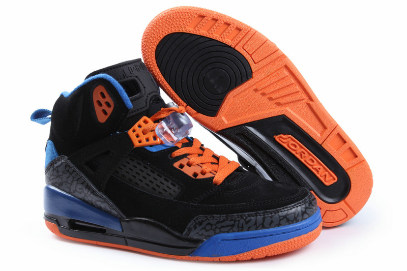 Women Air Jordan Spizike Fluff Black Orange Blue - Click Image to Close