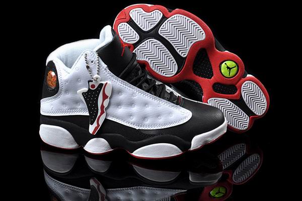 Women Jordans 13 white black red shoes