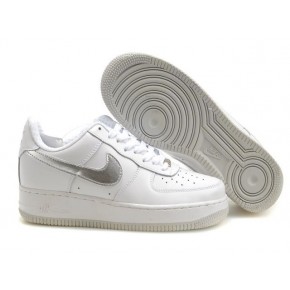 Women Nike Air Force 1 Low White Silver Shoes