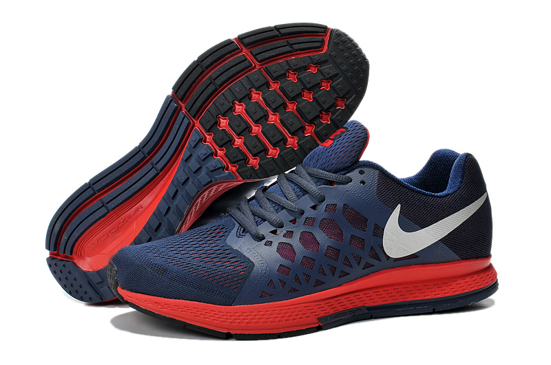 Women Nike Air Zoom Pegasus 31 Deep Blue Red Running Shoes - Click Image to Close