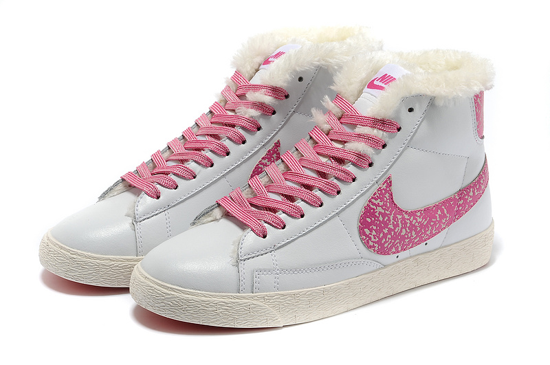 Women Nike Blazer 1 High Grey Pink Shoes - Click Image to Close