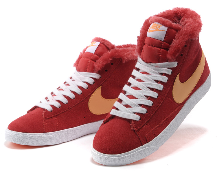 Women Nike Blazer 1 High Wool Red Orange Shoes
