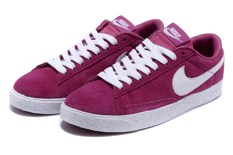 Women Nike Blazer 1 Low Brilliant Purple Red White Shoes - Click Image to Close