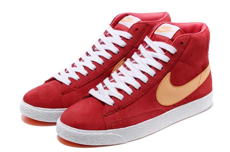 Women Nike Blazer High Red Yellow White Shoes - Click Image to Close