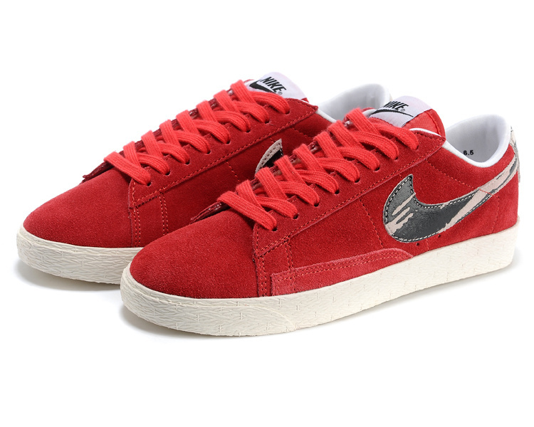 Women Nike Blazer Low Red White Shoes - Click Image to Close