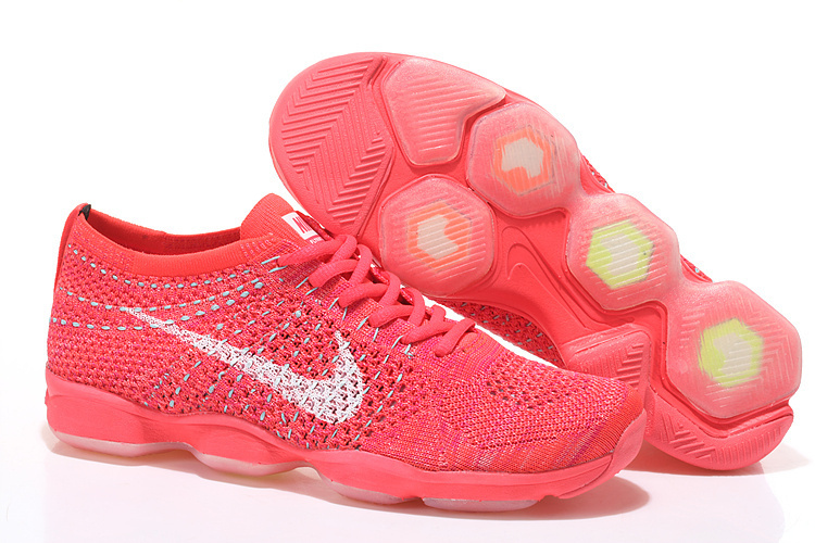 Women Nike Flyknit Agility All Red Running Shoes - Click Image to Close