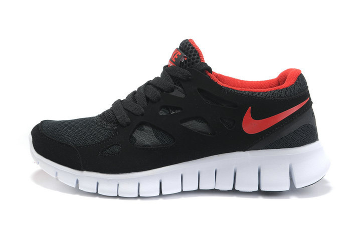 Women Nike Free Run 2.0 Black Wine Red White Running Shoes