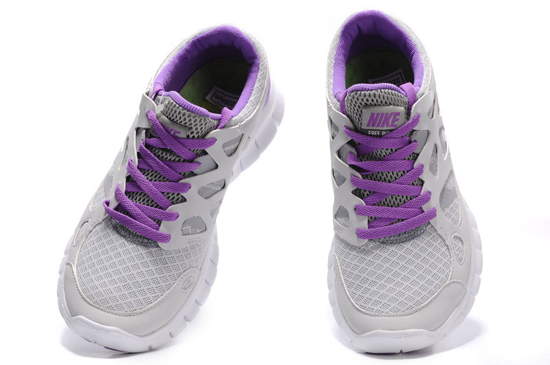 Women Nike Free Run 2.0 Grey Purple Running Shoes - Click Image to Close