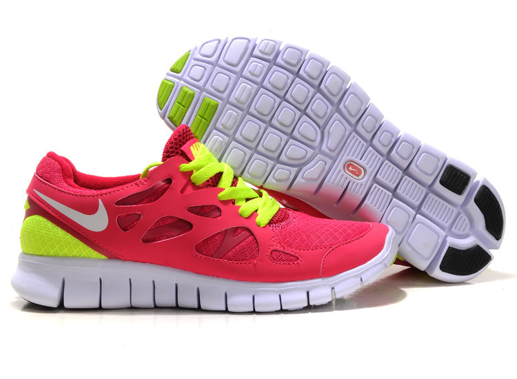 Women Nike Free Run 2.0 Peach Green White Running Shoes