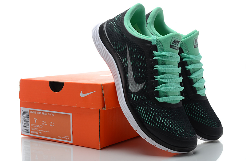 Women Nike Free 3.0 V5 Black Green Running Shoes