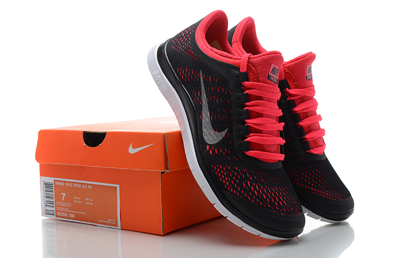 Women Nike Free 3.0 V5 Black Red Running Shoes