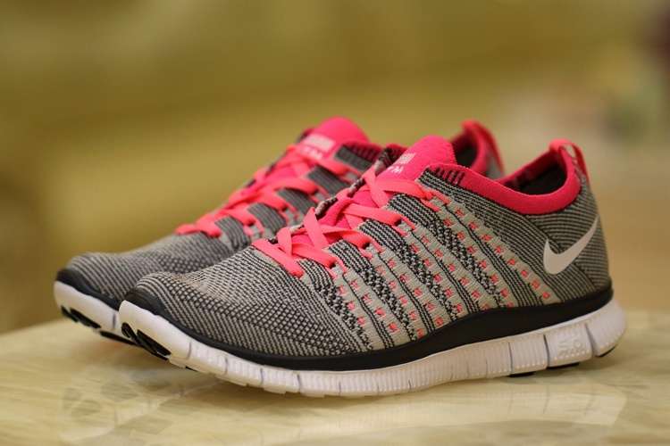 Women Nike Free 5.0 Flyknit Grey Red Shoes - Click Image to Close