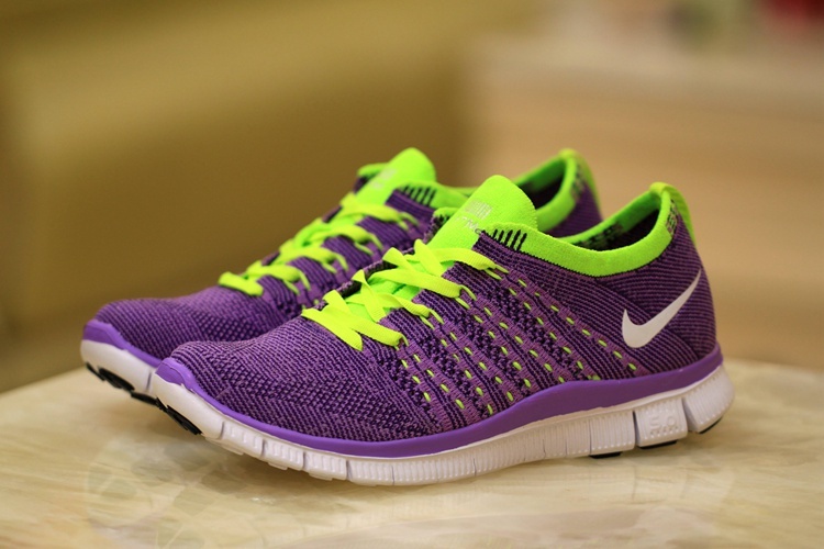 Women Nike Free 5.0 Flyknit Purple Volt Shoes