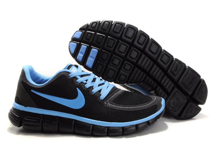 Women Nike Free 5.0 V4 Running Shoes Black Blue