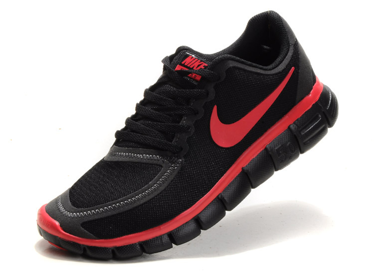 Women Nike Free 5.0 V4 Running Shoes Black Red - Click Image to Close