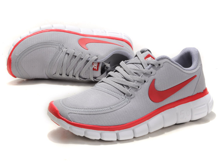 Women Nike Free 5.0 V4 Running Shoes Grey Red White - Click Image to Close