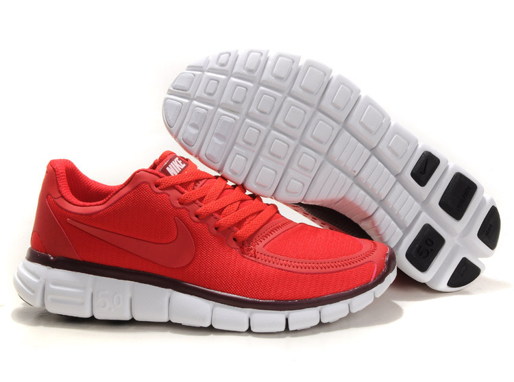 Women Nike Free 5.0 V4 Running Shoes Red White - Click Image to Close