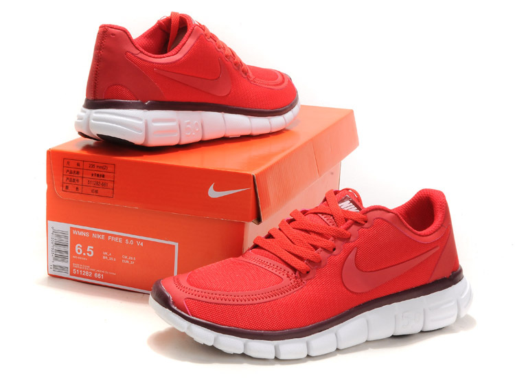 Women Nike Free 5.0 V4 Running Shoes Red White
