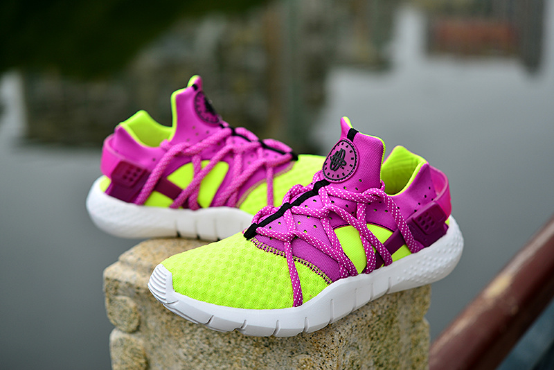 Women Nike Huarache NM Fluorscent Green Purple Shoes