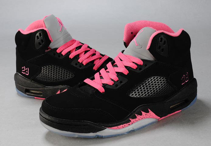 Womens Air Jordan 5 Black Pink Silver