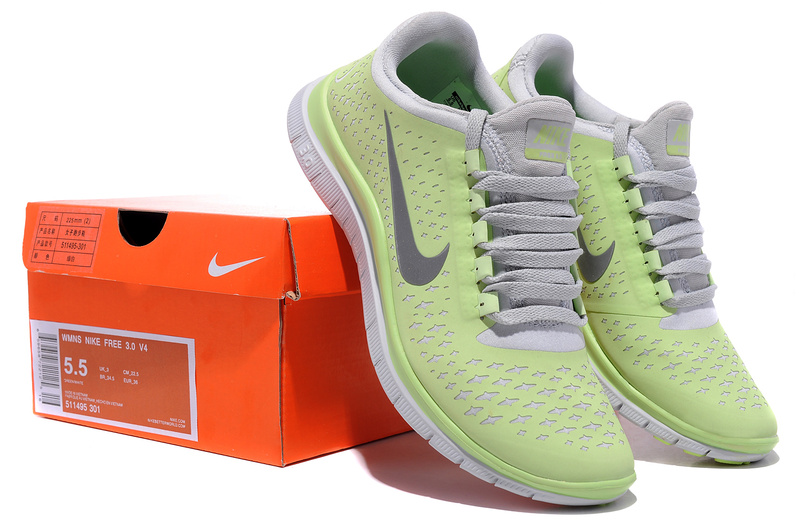 Women Nike Free Run+ 3 Green Grey Shoes